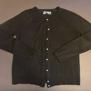 Black long sleeve button down sweater Karen Scott